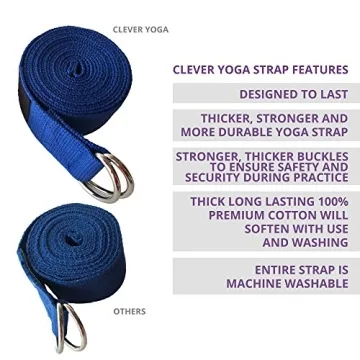 10 Foot Cotton Yoga Strap by Clever Yoga - Flexible Support