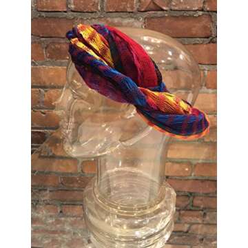 Sheer Headwrap Scarf Handwoven Cotton Breathable See Through Open Net Rainbow Stripes Black