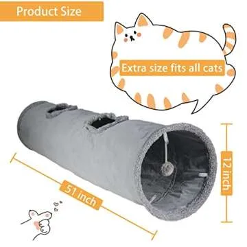 Terunat Cat Tunnel, Durable 51x12 Inch Cat Play Tunnel