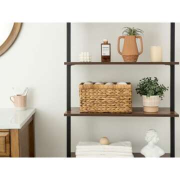 StorageWorks 13 x 8 ¼ x 7 inches Water Hyacinth Storage Basket, Rectangular Wicker Basket for Shelves, Medium