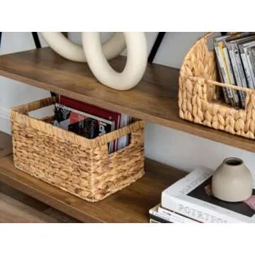 StorageWorks 13 x 8 ¼ x 7 inches Water Hyacinth Storage Basket, Rectangular Wicker Basket for Shelves, Medium