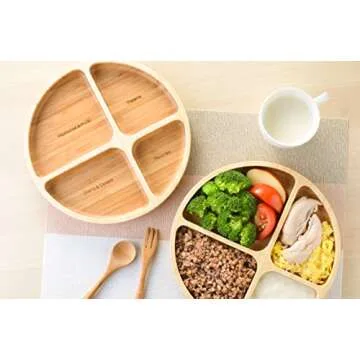 La Boos Round Dish Healthy Separation Plate, Cereals, Cegetables, Protein, Keep Health Ratio Per Meal, Lunch Plate, Dinner Dish (Round Dish)