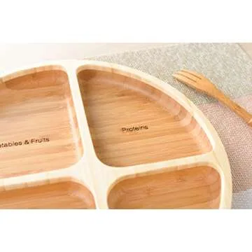 La Boos Round Dish Healthy Separation Plate, Cereals, Cegetables, Protein, Keep Health Ratio Per Meal, Lunch Plate, Dinner Dish (Round Dish)