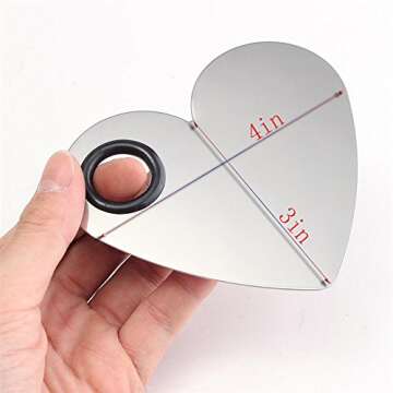 Pro Stainless Steel Makeup Cosmetic Artist Five Holes Mixing Pallete Spatula with Spatula Tool (Heart)