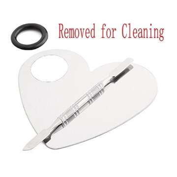 Pro Stainless Steel Makeup Cosmetic Artist Five Holes Mixing Pallete Spatula with Spatula Tool (Heart)