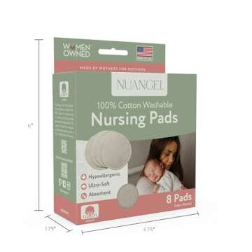 NuAngel Natural Cotton Washable Nursing Pad: Essential for Newborn Care, Perfect for Breastfeeding M...