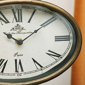 NIKKY HOME Antique Mantel Clock, Gold Retro Desk Clock Silent-Non-Ticking Battery Operated Decorative Desk Table Clock for Home, Office, Living Room, Bed Room