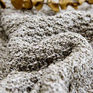 Cozy Grey & White Knitted Throw Blanket - Longhui