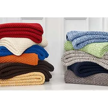 Cozy Grey & White Knitted Throw Blanket - Longhui