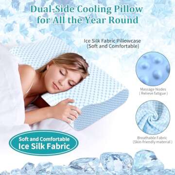 Neck Pillow Memory Foam Pillows - Cooling Neck Support Pillow for Pain Relief, Ergonomic Cervical Pi...