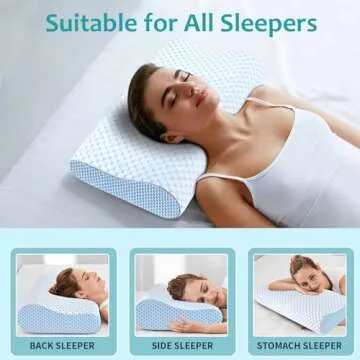 Neck Pillow Memory Foam Pillows - Cooling Neck Support Pillow for Pain Relief, Ergonomic Cervical Pillow for Sleeping, Orthopedic Contour Bed Pillow for Side, Back & Stomach Sleepers