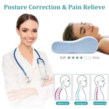 Neck Pillow Memory Foam Pillows - Cooling Neck Support Pillow for Pain Relief, Ergonomic Cervical Pillow for Sleeping, Orthopedic Contour Bed Pillow for Side, Back & Stomach Sleepers