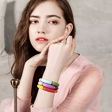 GOOJIDS Bamboo Tube Bangles - Colorful Stacking Bracelets