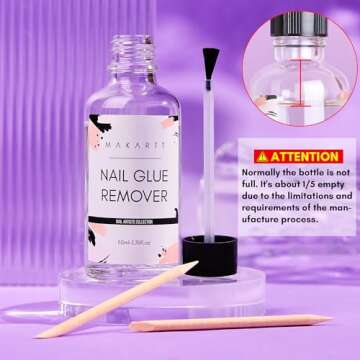 Makartt Nail Glue Remover: for Acrylics Press Ons - 50ML Debonder Without Acetone, Can't Remove Gel Polish