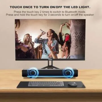 MARBOO Computer PC Bluetooth Soundbar Speakers Wireless USB Powered Laptop Desktop Monitor Speakers for PC Smartphone Ipad Tablet-Lighting Control-Switch Power On/Off
