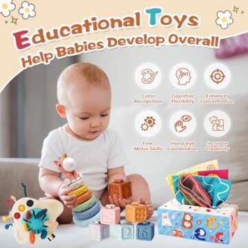 FEBALHS Montessori Baby Toys for 6+ Month Old, Montessori Toys 6 to 12 Months with Baby Stacking Toys, Montessori Toys for 6+ Month Old Toys Gifts for 6 Month Old Girl Boys Toys