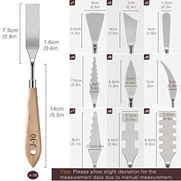 MoKo 10 Pieces Stainless Steel Palette Knife Set, Thin and Flexible Art Tools with Wooden Handle for Oil Painting, Canvas Acrylic Painting, Color Mixing & Texture, Wooden Color