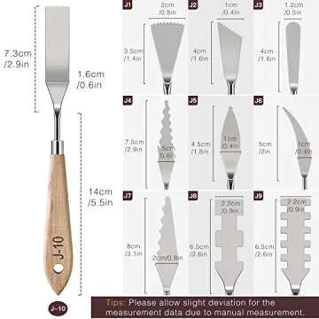 MoKo 10 Pieces Stainless Steel Palette Knife Set, Thin and Flexible Art Tools with Wooden Handle for Oil Painting, Canvas Acrylic Painting, Color Mixing & Texture, Wooden Color