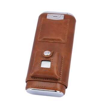 AMANCY Deluxe Portable 3 Holder Cigar Case Set With Lighter and Cutter Great Gift Kit