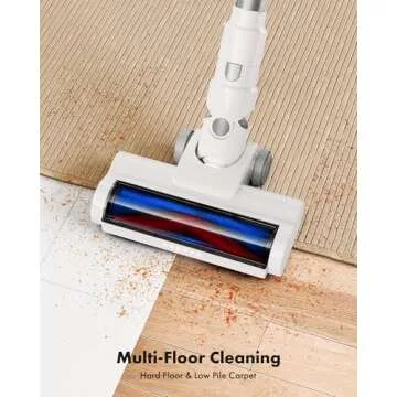Trucozie Cordless Vacuum Cleaner, 8-in-1 Lightweight Stick Vacuum with 45mins Runtime, Powerful Suction, Rechargeable Cordless Vacuum for Carpet, Tile, Pet Hair, Hardwood Floors, White