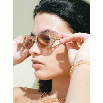 AIEYEZO Retro Oval Sunglasses for Women 90s-Style Classic Oval Frame Sun Glasses Fashion Vintage Cat...