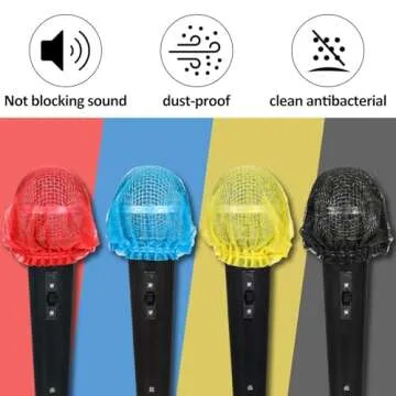 Microphone Cover, 200 Pcs Disposable Mic Covers for Microphones Multicolor Non-woven Handheld Microphone Windscreen with Elastic Band for KTV, Interview, Recording Studio, Performance, Speech