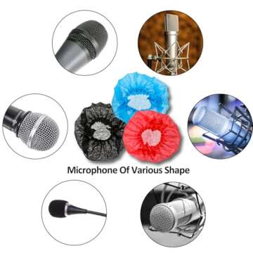 Microphone Cover, 200 Pcs Disposable Mic Covers for Microphones Multicolor Non-woven Handheld Microphone Windscreen with Elastic Band for KTV, Interview, Recording Studio, Performance, Speech
