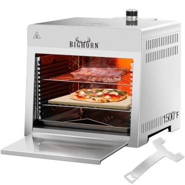 BIG HORN OUTDOORS 1500°F Infrared Grill Tabletop Broiler, Stainless Steel Outdoor BBQ Machine with ...