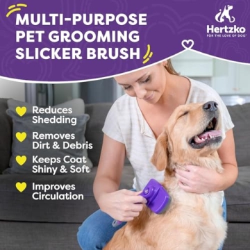 Hertzko Self-Cleaning Pet Brush for Dogs Cats Easy Grooming
