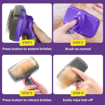 Hertzko Self-Cleaning Pet Brush for Dogs Cats Easy Grooming