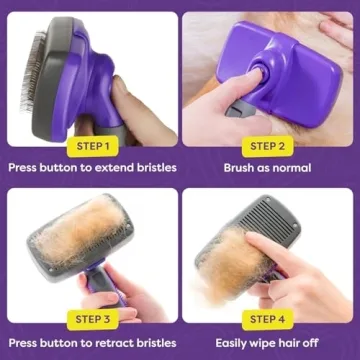 Hertzko Self-Cleaning Pet Brush for Dogs Cats Easy Grooming