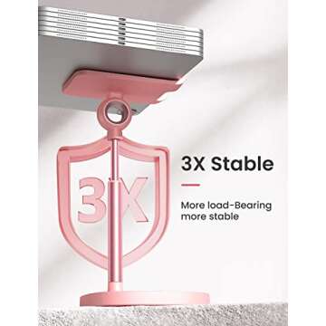 LISEN Pink Kitchen Accessories Kawaii Pink Desk Accessories for Women, Vanity Decorand More Photogenic Pink Office Supplies Free Your Neck Height Angle Adjustable Room Decor for Women