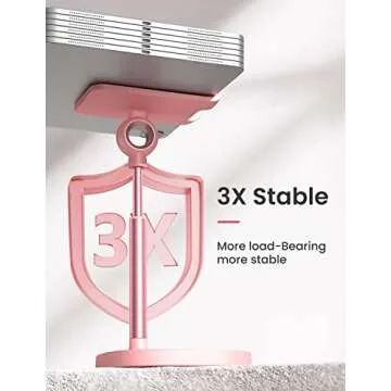 LISEN Pink Kitchen Accessories Kawaii Pink Desk Accessories for Women, Vanity Decorand More Photogenic Pink Office Supplies Free Your Neck Height Angle Adjustable Room Decor for Women