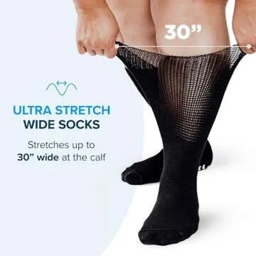 2 Pairs Extra Wide Socks For Swollen Feet, Non-Slip Hospital and Diabetic Socks for Men and Women