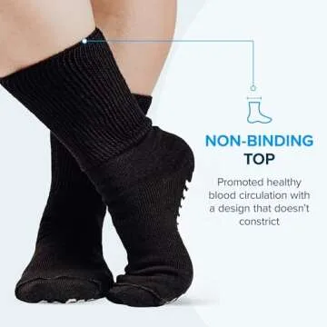 2 Pairs Extra Wide Socks For Swollen Feet, Non-Slip Hospital and Diabetic Socks for Men and Women
