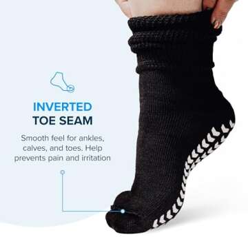 2 Pairs Extra Wide Socks For Swollen Feet, Non-Slip Hospital and Diabetic Socks for Men and Women