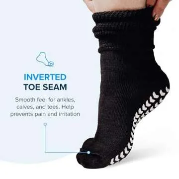 2 Pairs Extra Wide Socks For Swollen Feet, Non-Slip Hospital and Diabetic Socks for Men and Women