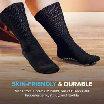 2 Pairs Extra Wide Socks For Swollen Feet, Non-Slip Hospital and Diabetic Socks for Men and Women