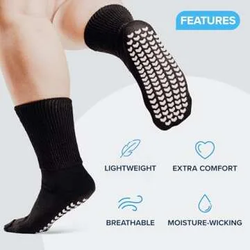 2 Pairs Extra Wide Socks For Swollen Feet, Non-Slip Hospital and Diabetic Socks for Men and Women