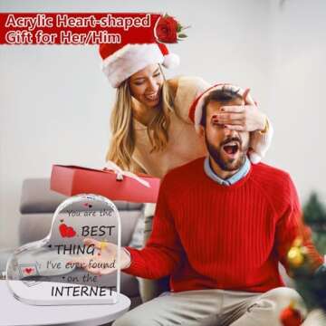 Valentine's Day Gifts for Her, 4.7 x 4.7 Inch Romantic Acrylic Heart Keepsake Anniversary Birthday Gifts for Her Him Girlfriend Boyfriend Wife Husband, Couples Love Gifts for Her