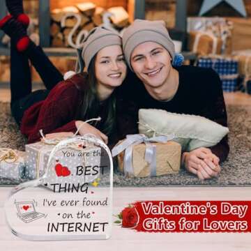 Valentine's Day Gifts for Her, 4.7 x 4.7 Inch Romantic Acrylic Heart Keepsake Anniversary Birthday Gifts for Her Him Girlfriend Boyfriend Wife Husband, Couples Love Gifts for Her