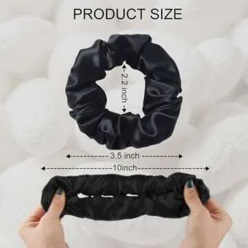 ZIMASILK 100% Mulberry Silk Hair Scrunchies, Best For Women And Girls’ Hair 19 Momme Elastic Hair Bands for Ponytail Holder Gentle And No hurt (3 Pack, Black)