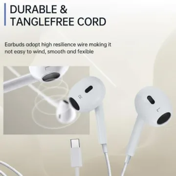 USB-C Wired Earbuds with Mic for iPhone 17 & Android