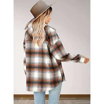 Stylish F.DTCC Women’s Plaid Shacket for Every Occasion