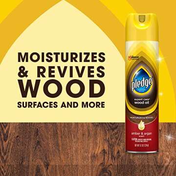 Pledge Moisturizing Wood Oil, Furniture Reviving Spray, Amber & Argan Scent, 9.7oz