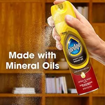 Pledge Moisturizing Wood Oil, Furniture Reviving Spray, Amber & Argan Scent, 9.7oz