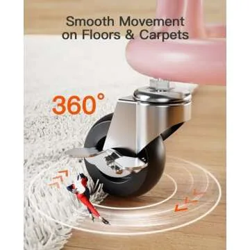 Pipishell 3-Tier Rolling Cart with Wheels, Rolling Storage Cart with 3 Hanging Cups & 4 Hooks, Mobile Utility Cart, Art Cart Organizer, Craft Cart for Office, Kitchen, Craft Room, Pink, PIUC06P