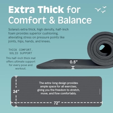 Retrospec Solana Yoga Mat 1/2" Thick Non-Slip