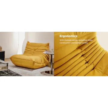 Fireside Chair, Mid Century Floor Sofa, Soft Floor Lounge Chair Lazy Sofa Accent Chair for Living Room Bedroom Salon Office (Suede, Yellow)