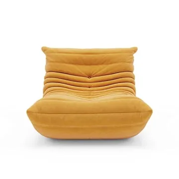 Fireside Chair, Mid Century Floor Sofa, Soft Floor Lounge Chair Lazy Sofa Accent Chair for Living Room Bedroom Salon Office (Suede, Yellow)